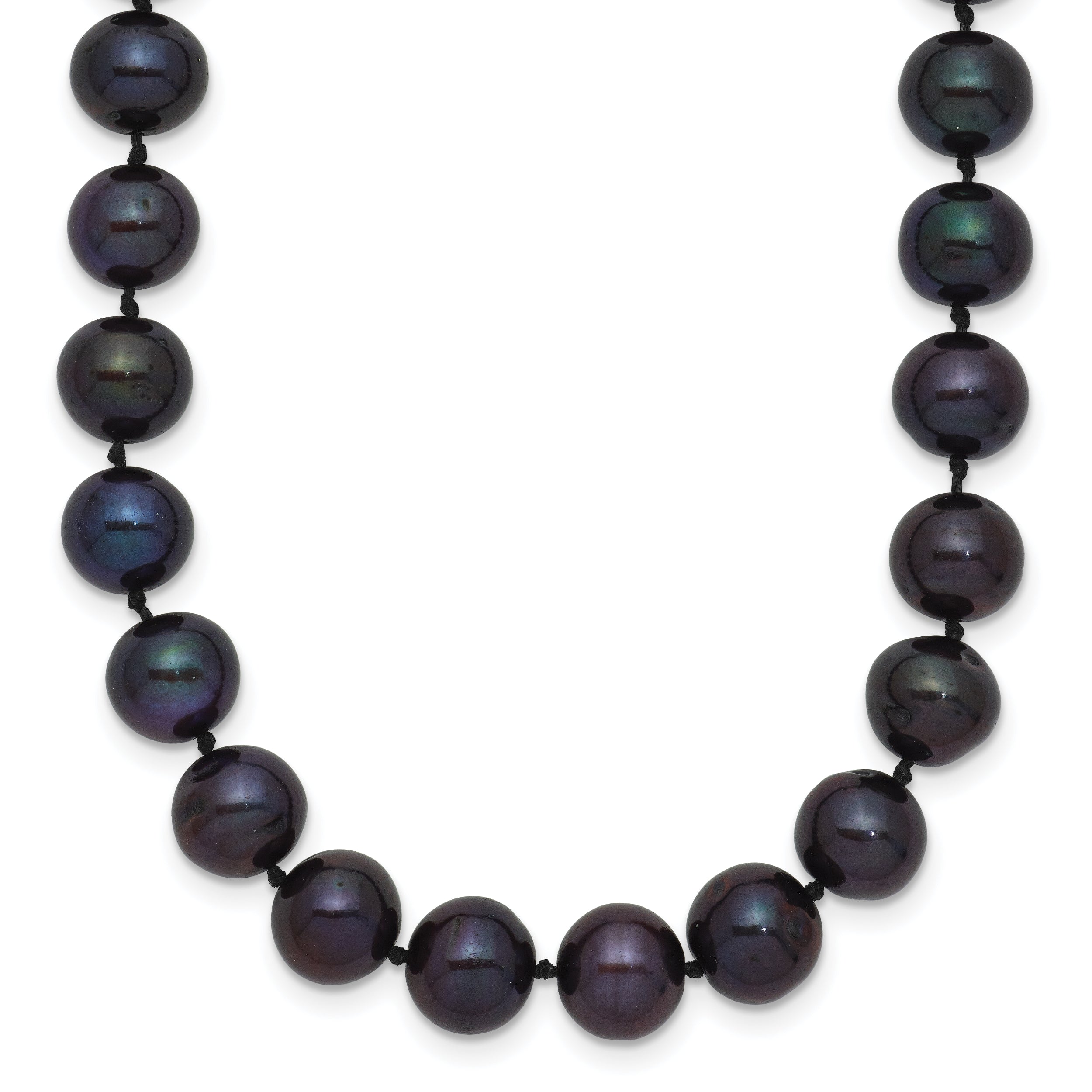 14k 7-8mm Black Near Round Freshwater Cultured Pearl Necklace