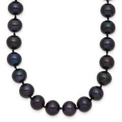 14k 7-8mm Black Near Round Freshwater Cultured Pearl Necklace