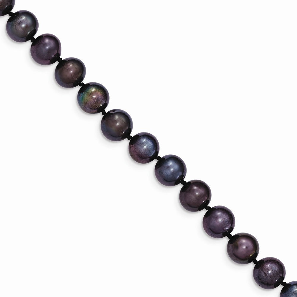 14K 8-9mm Black Near Round Freshwater Cultured Pearl Necklace