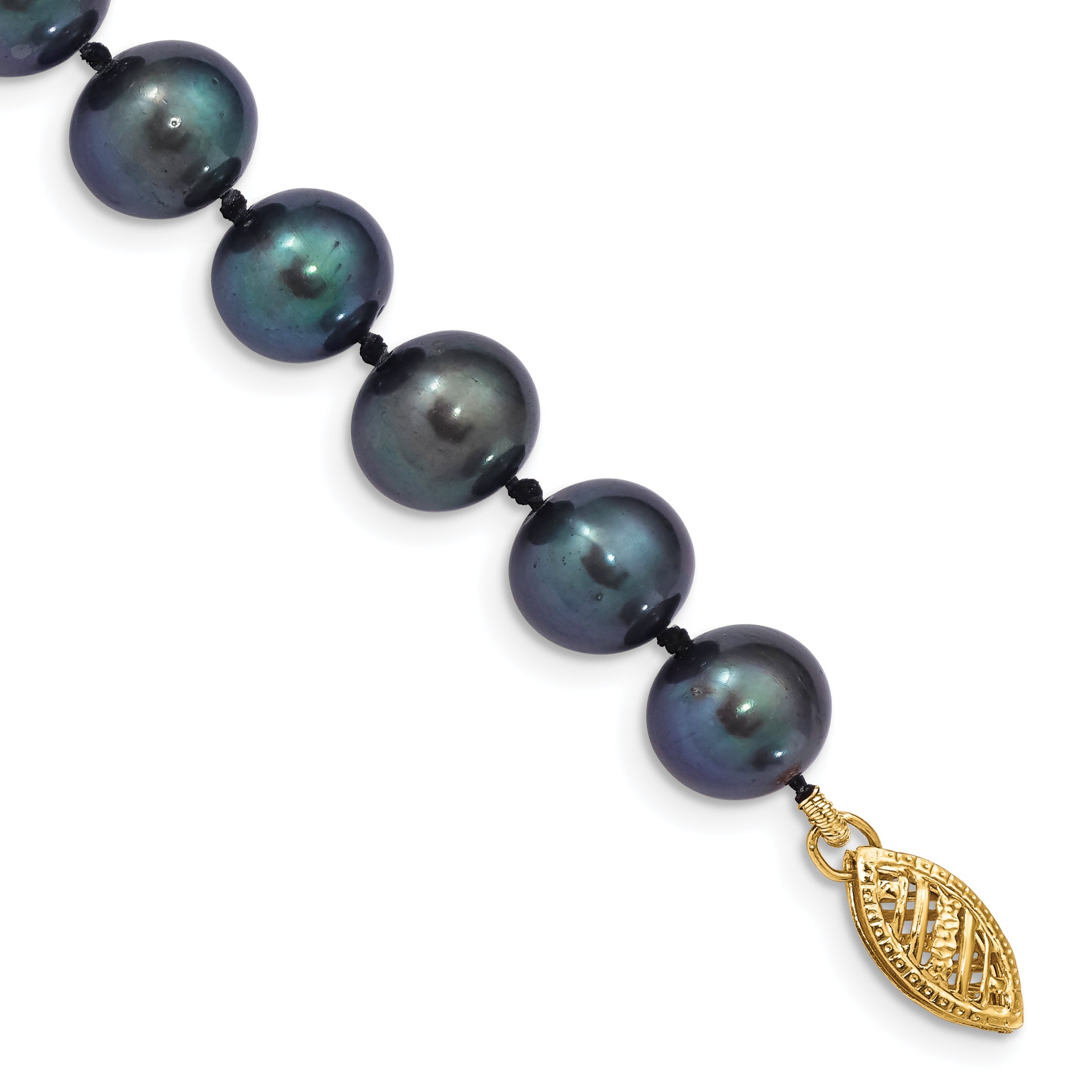 14k 8-9mm Black Near Round Freshwater Cultured Pearl Bracelet Main image