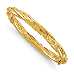 14K Polished Twisted Hinged Bangle