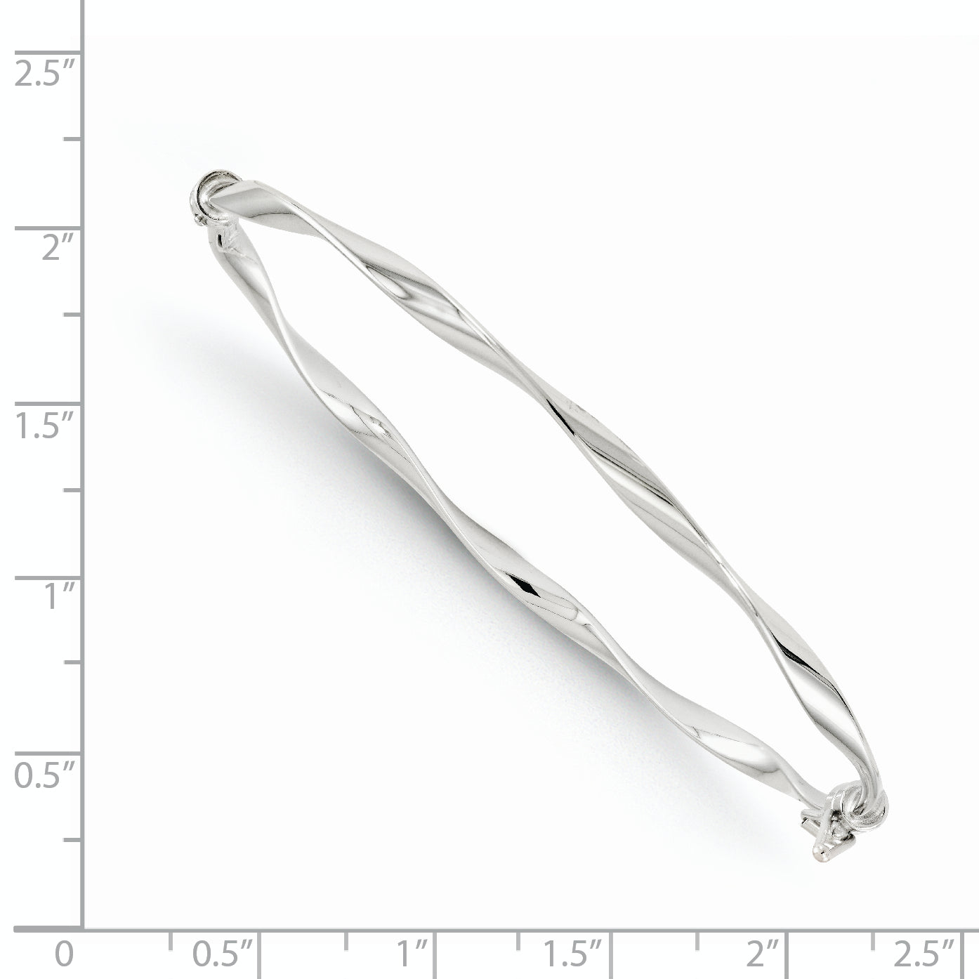 14K White Gold Twisted Bangle with Hinged Safety Clasp Secondary image