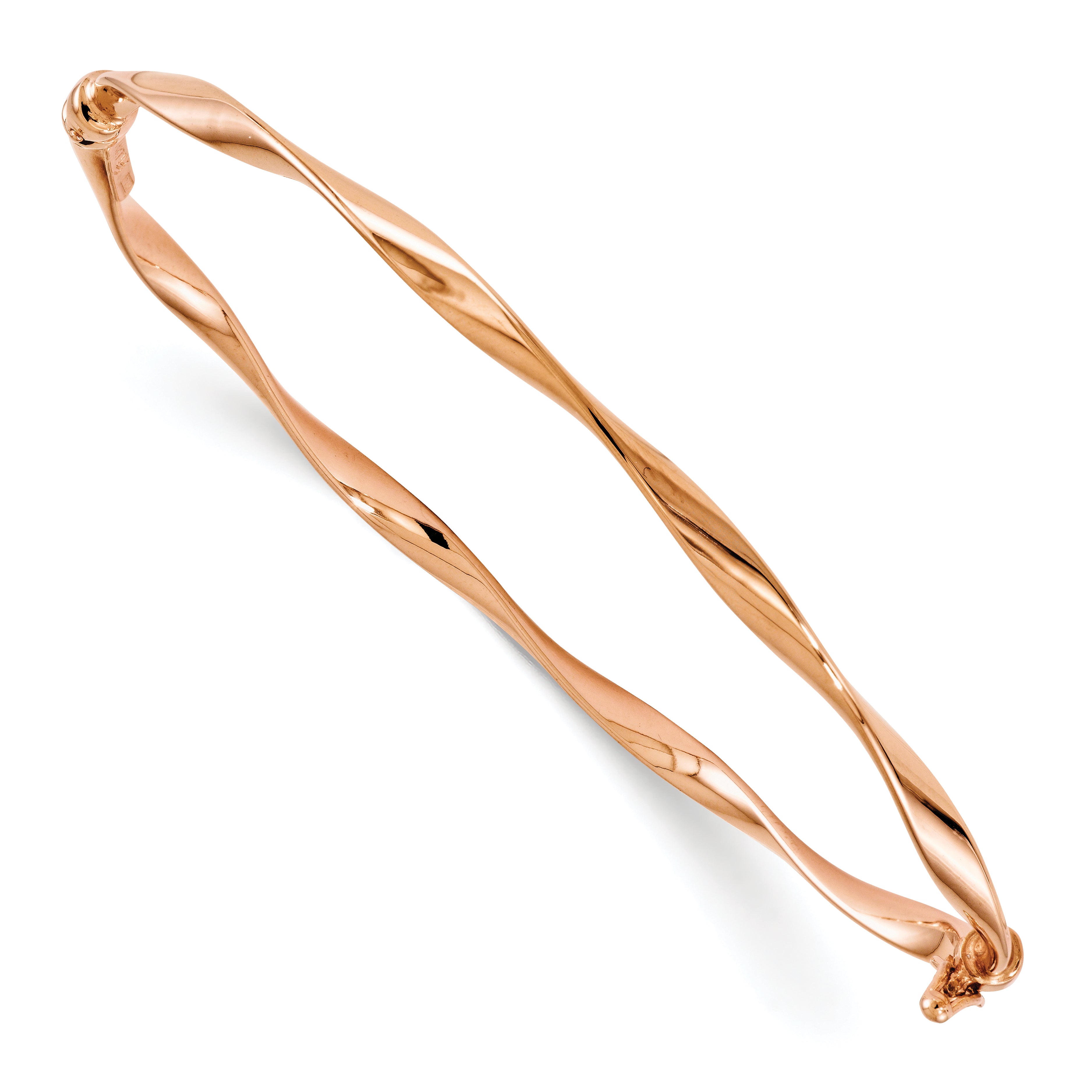 14K Rose Gold Polished Twisted Hinged Bangle Main image