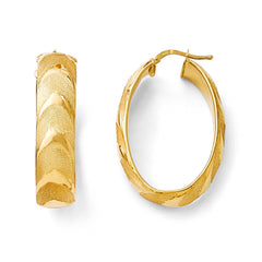 Bronze Polished & Satin Oval Hinged Post Hoop Earrings