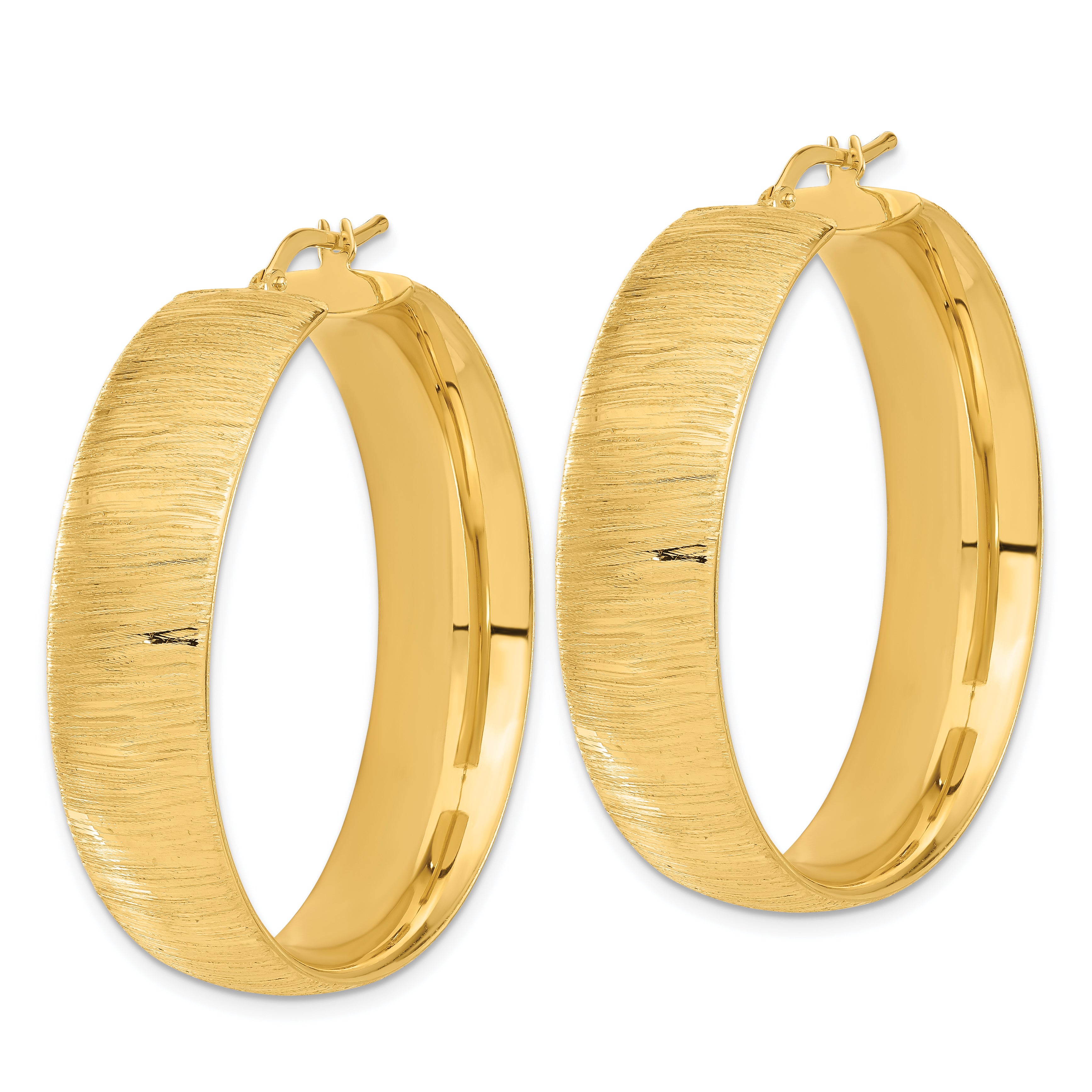 Bronze Polished Satin & Textured Round Hoop Earrings