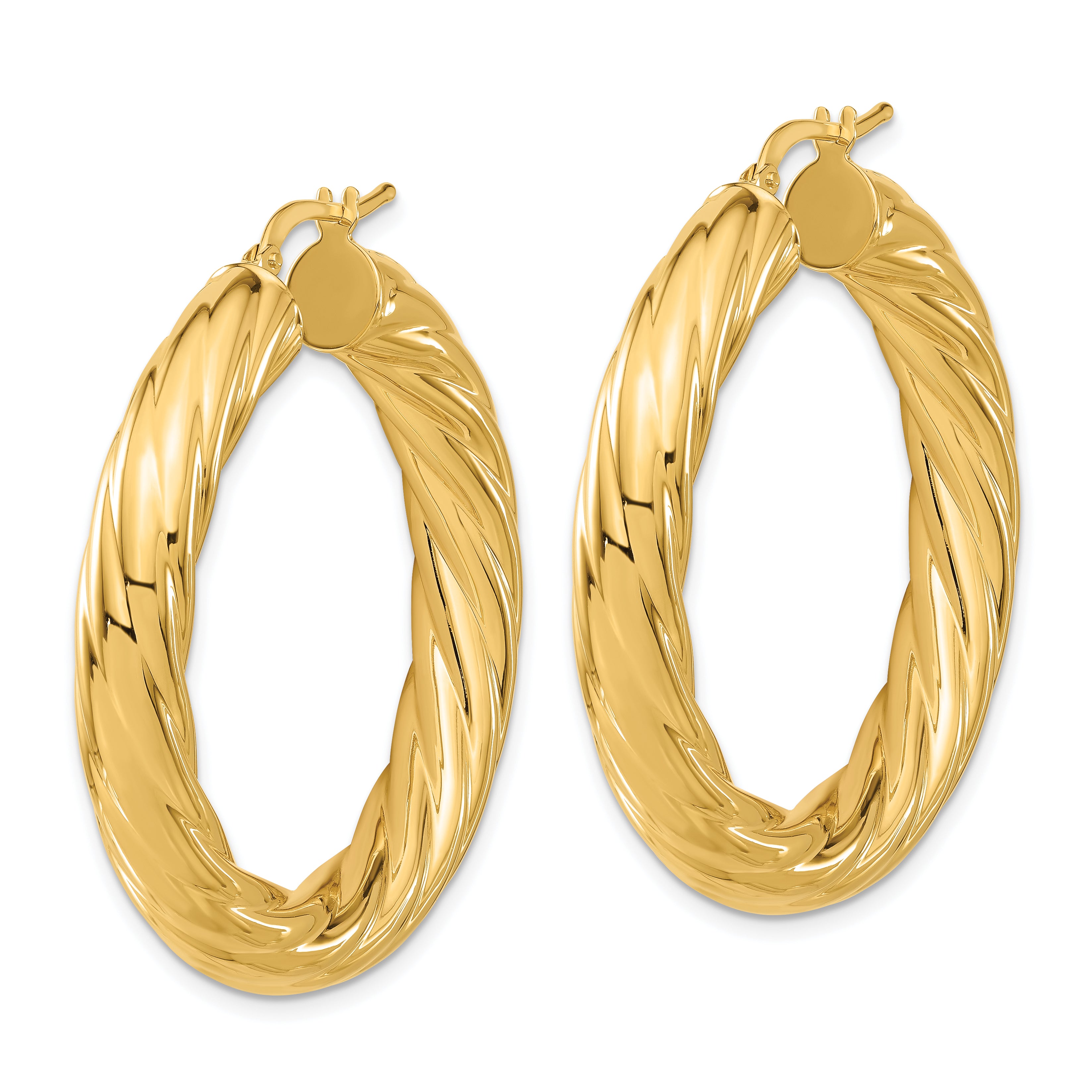 Bronze Polished Twisted Striped Round Hoop Earrings