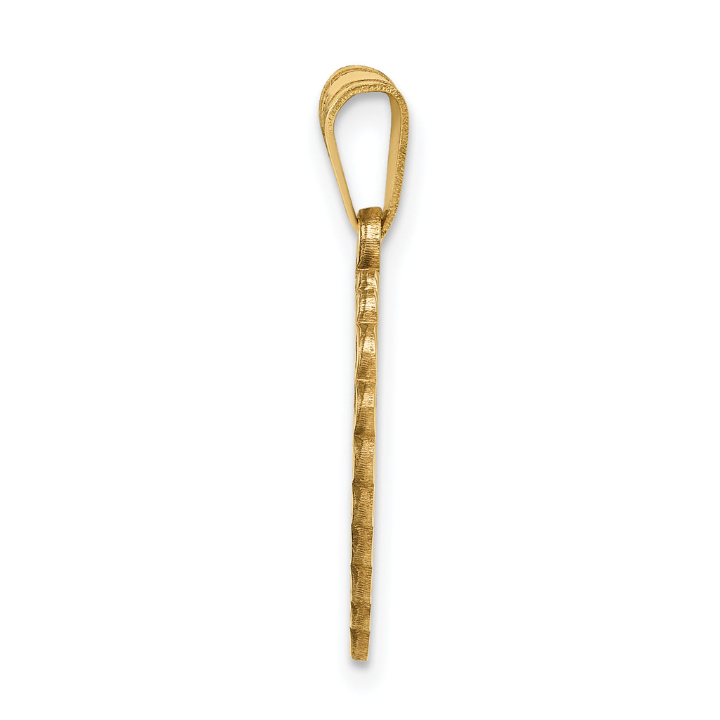 14K Gold Heart Pendant with Polished Finish and Engravable Elegance