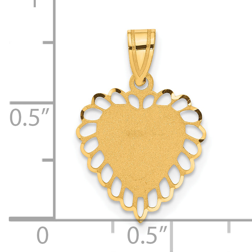 14K Polished Border Heart Pendant