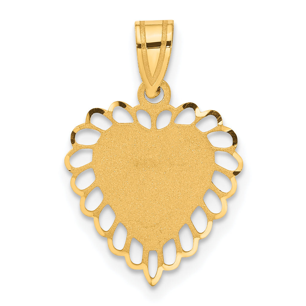14K Polished Border Heart Pendant
