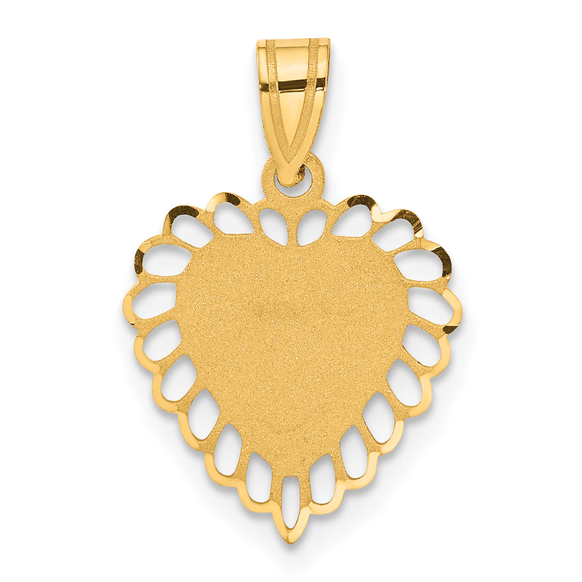 14K Polished Border Heart Pendant