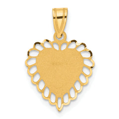 14K Polished Border Heart Pendant