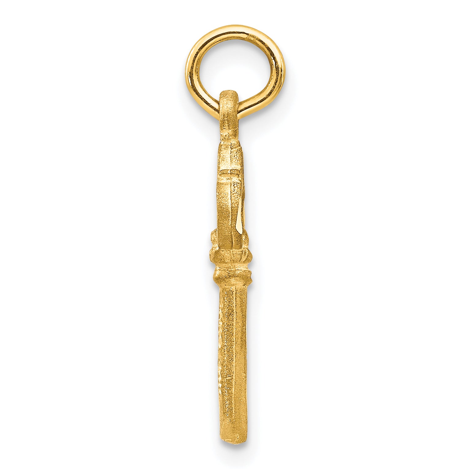 14K Gold Polished 3D Key Charm with Diamond-Cut Finish Secondary image