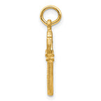 14K Gold Polished 3D Key Charm with Diamond-Cut Finish