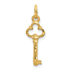 14K Polished Diamond-cut 3D Key Charm