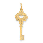 14K Gold Polished Key Charm with Fancy Edge by Sophia Jewelers