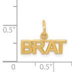 14K Gold Polished BRAT Charm Elegant Themed Pendant