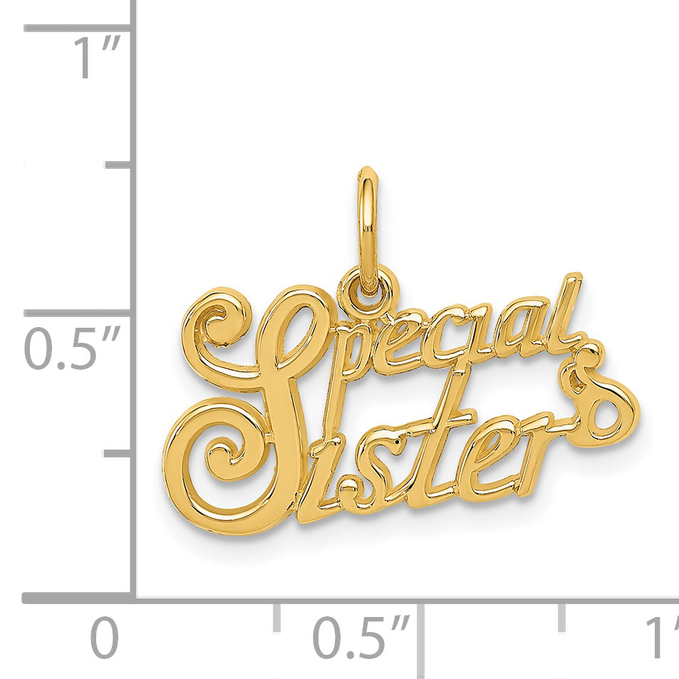 14K Gold Special Sister Charm with Flat Back Elegant Design