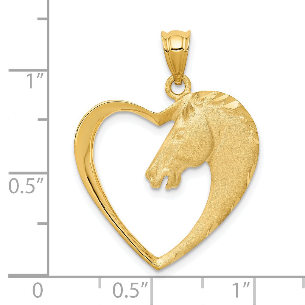 Sophia Jewelers 14K Gold Brushed Horse Pendant, Elegant Cast Design