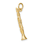 14K Gold 3D Clarinet Charm for Men with Polished Texture