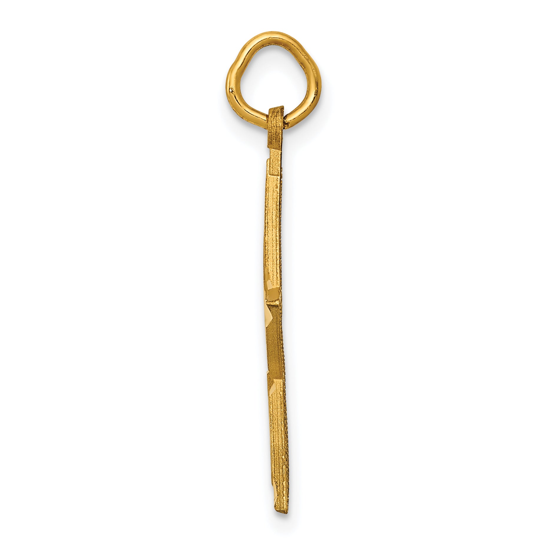 14K Gold Men's Star Charm with Diamond-Cut Brushed Finish