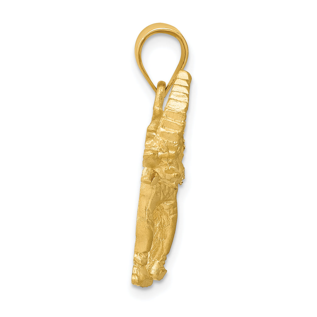 14K Yellow Gold Elephant Pendant for Men Solid and Casted
