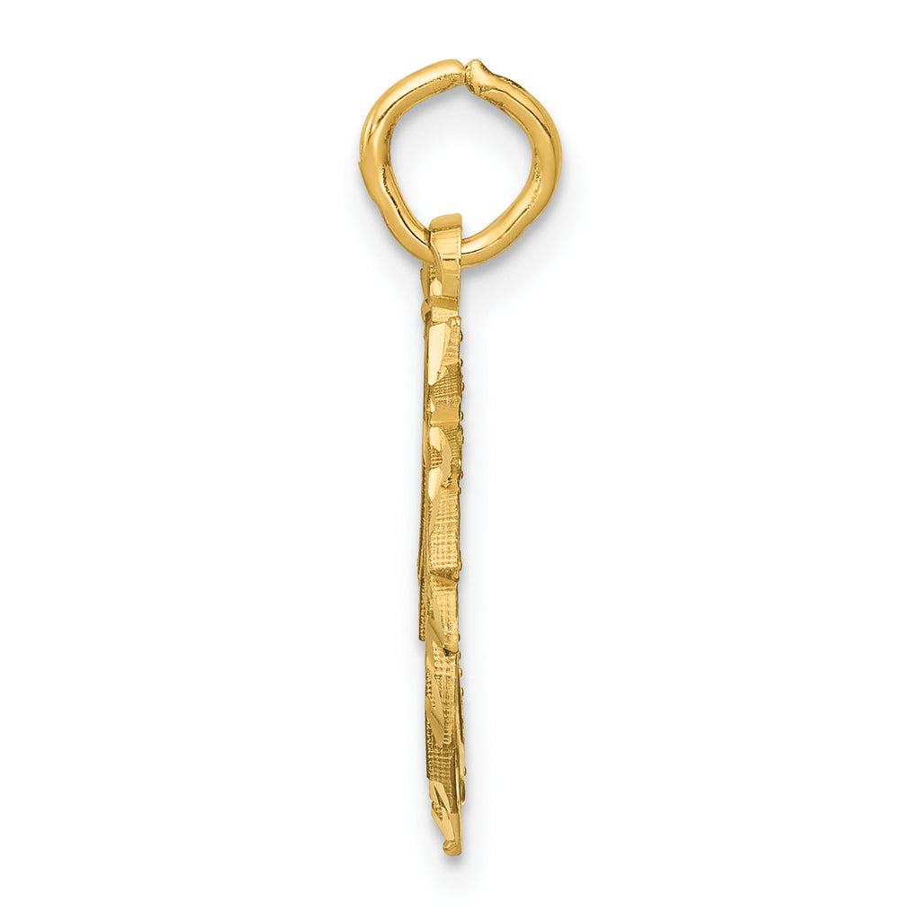 14K Gold Unicorn Head Pendant with Brushed Diamond-Cut Finish