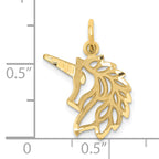 14K Gold Unicorn Head Pendant with Brushed Diamond-Cut Finish