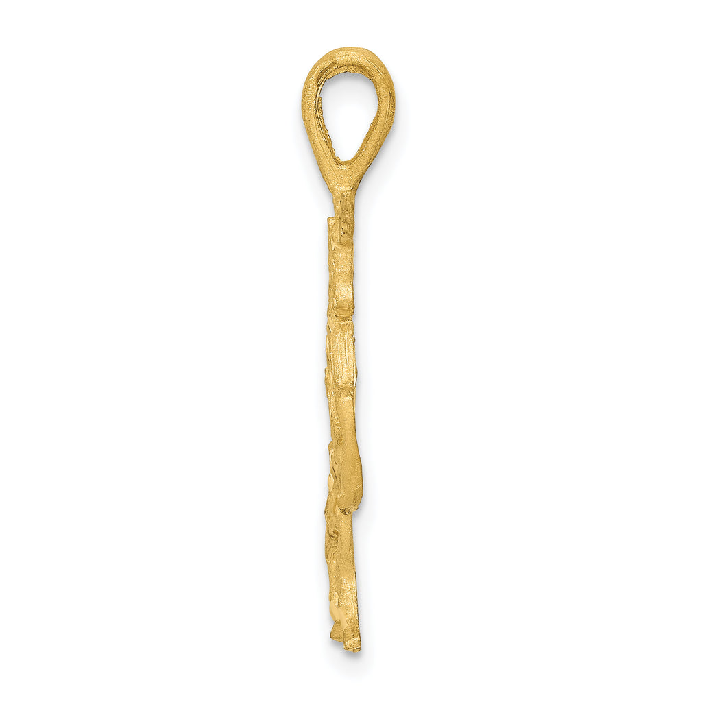 14K Gold Unicorn Charm with Brushed Diamond-Cut Elegance