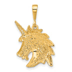 14K Gold Unicorn Head Charm with Brushed Diamond-Cut Finish