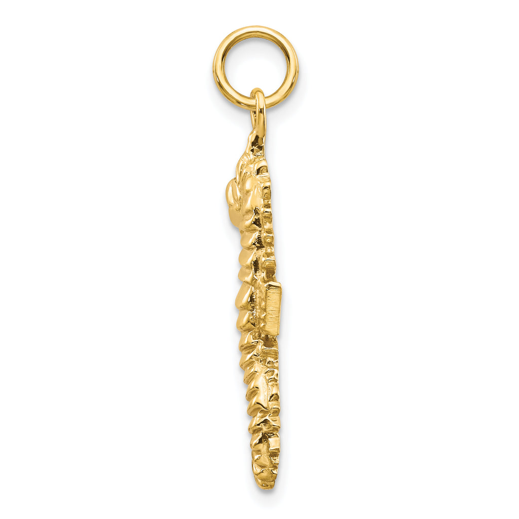 14K Gold Men's Seahorse Charm with Polished Finish