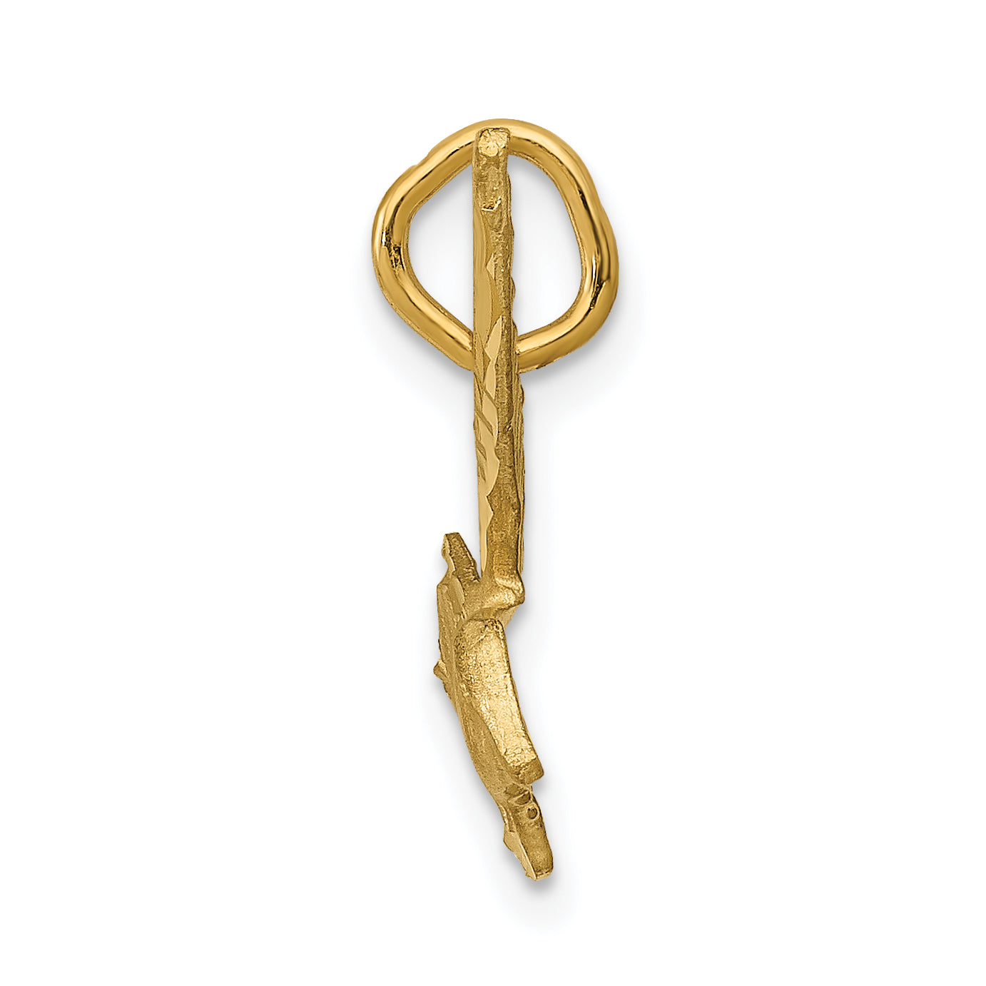 14K Gold Seagull Charm with Polished Diamond-Cut Elegance