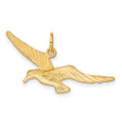 14K Gold Seagull Charm with Polished Diamond-Cut Elegance