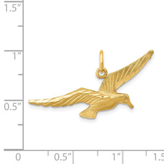 14K Gold Seagull Charm with Polished Diamond-Cut Elegance