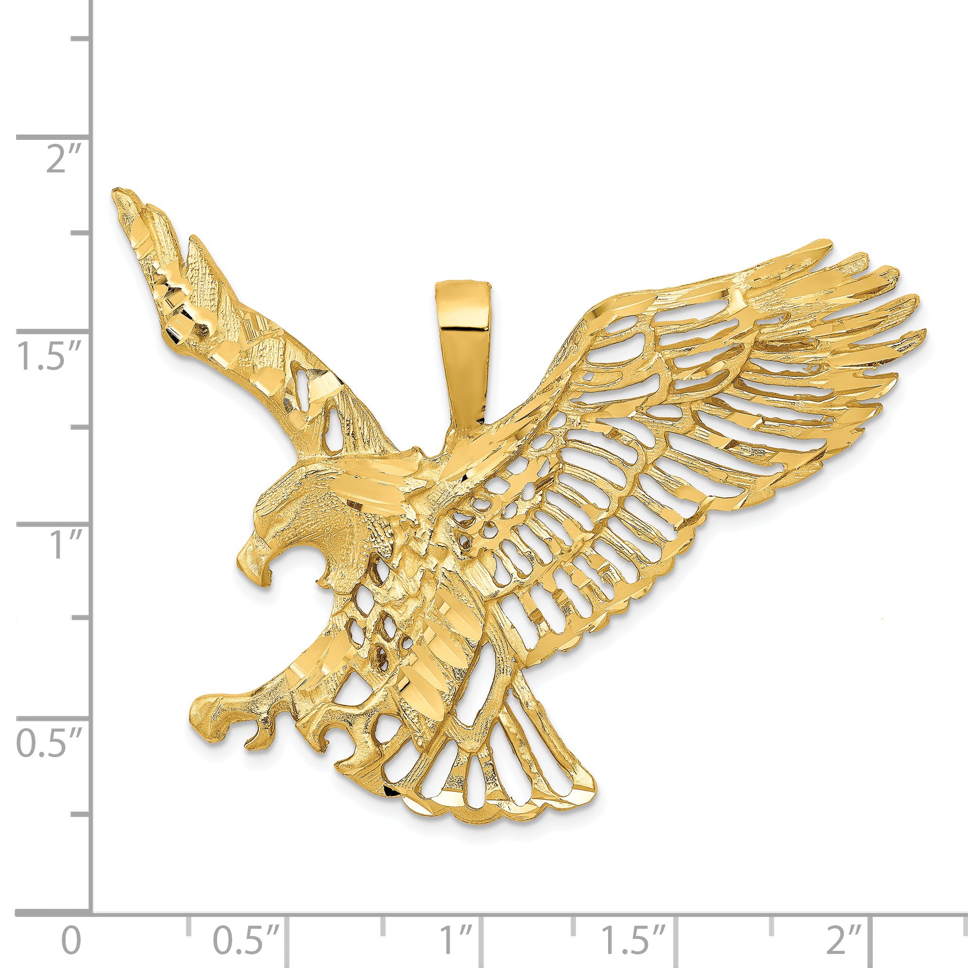 14K Gold Men's Large Eagle Charm with Polished Textured Finish