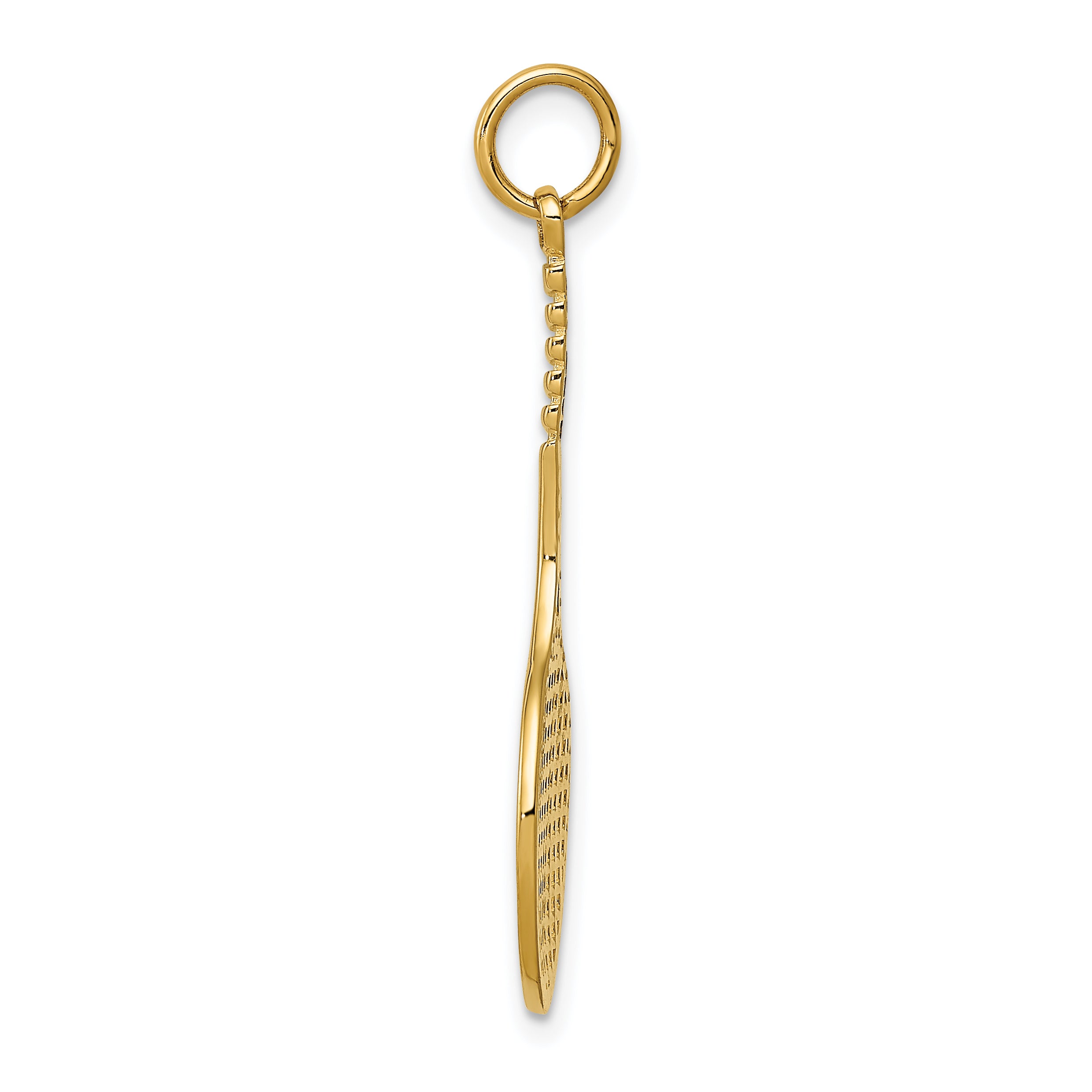 14K Gold Men's Tennis Racquet Charm with Polished Finish Secondary image