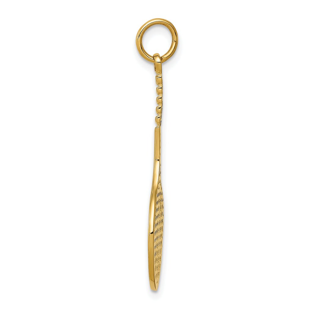 14K Gold Men's Tennis Racquet Charm with Polished Finish