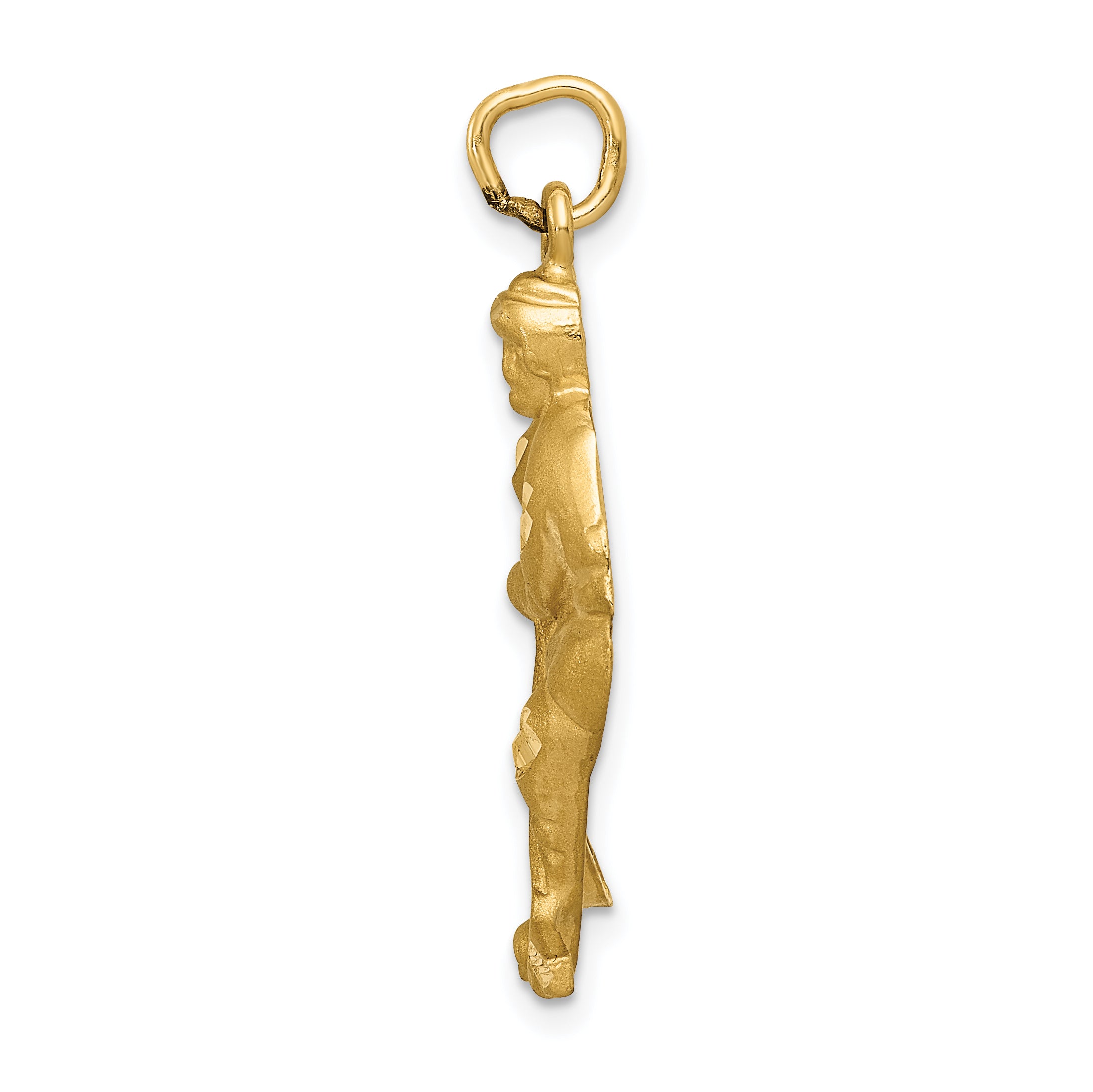 14K Gold Brushed Hockey Player Charm for Men with Diamond-Cut Finish Secondary image