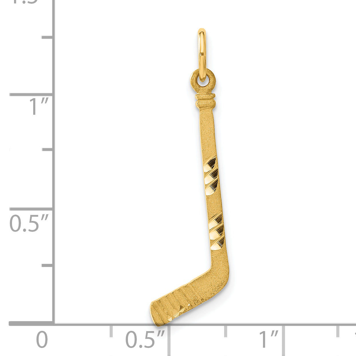 14K Gold Men's Diamond-Cut Satin Hockey Stick Pendant