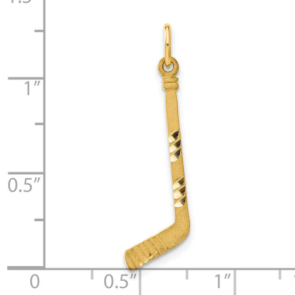 14K Gold Men's Diamond-Cut Satin Hockey Stick Pendant