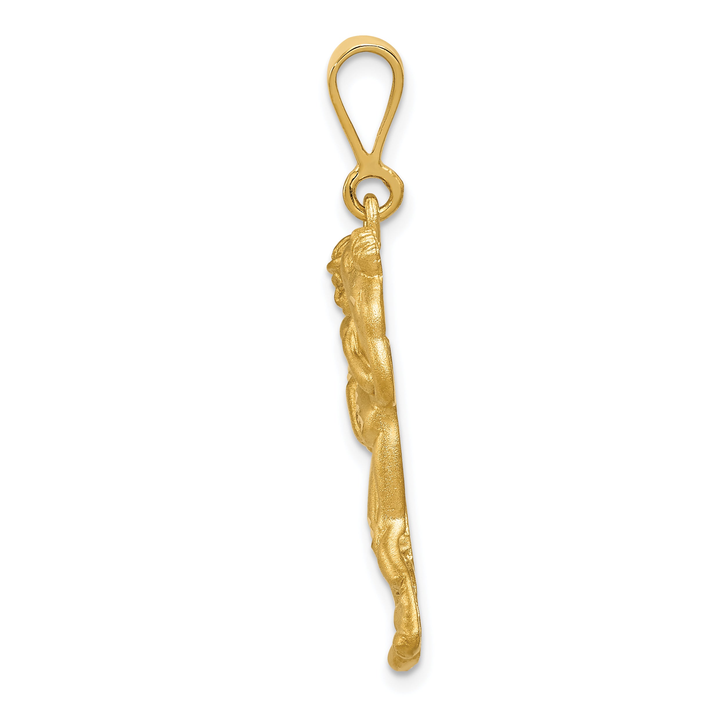 Sophia Jewelers 14K Gold Wrestlers Charm with Diamond-Cut Texture Secondary image