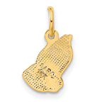 14K Gold Praying Hands Charm Pendant with Textured Detail