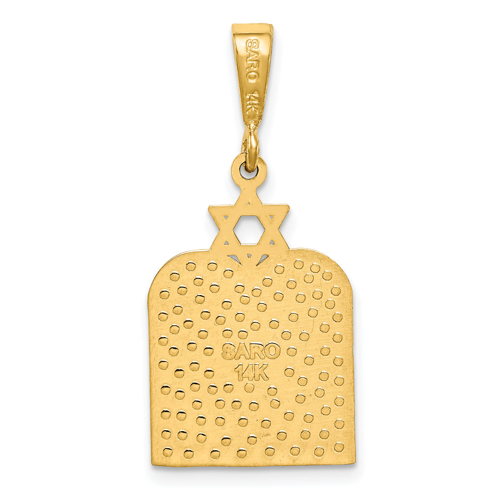 14K Gold Commandments Pendant with Star of David Elegant Symbol of Faith