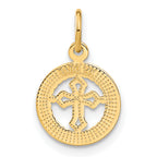 14K Gold Eternal Life Cross Charm with Textured Back Elegant Symbol of Faith