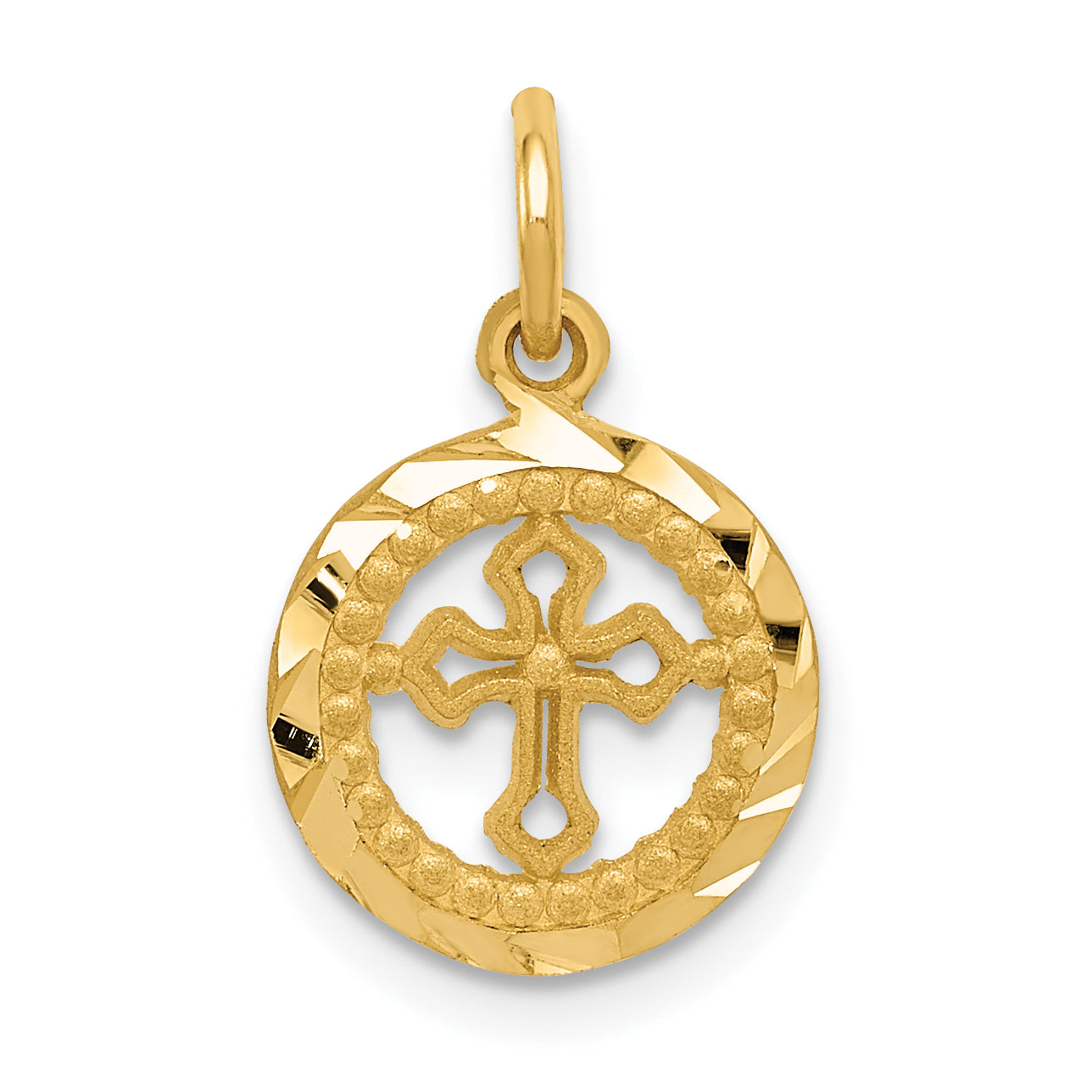 14K Eternal Life Cross in Circle Charm Main image