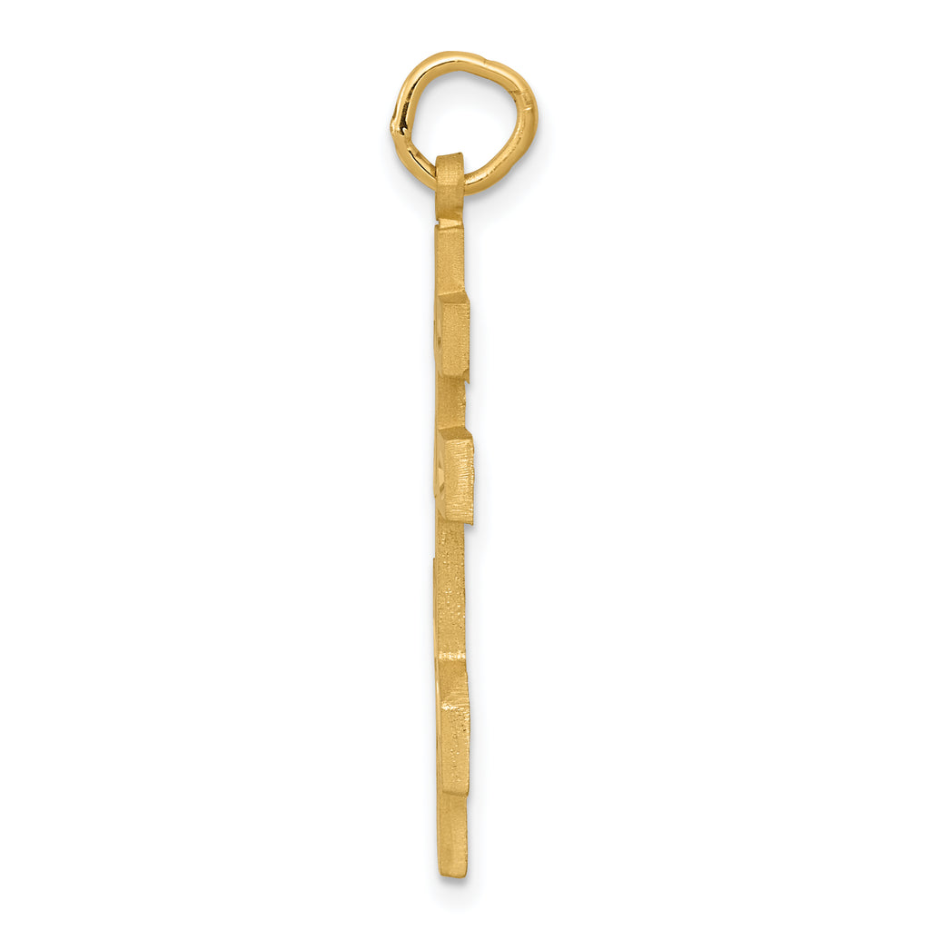 14K Gold Eastern Orthodox Cross Pendant with Polished Brushed Finish Elegant, Durable Design