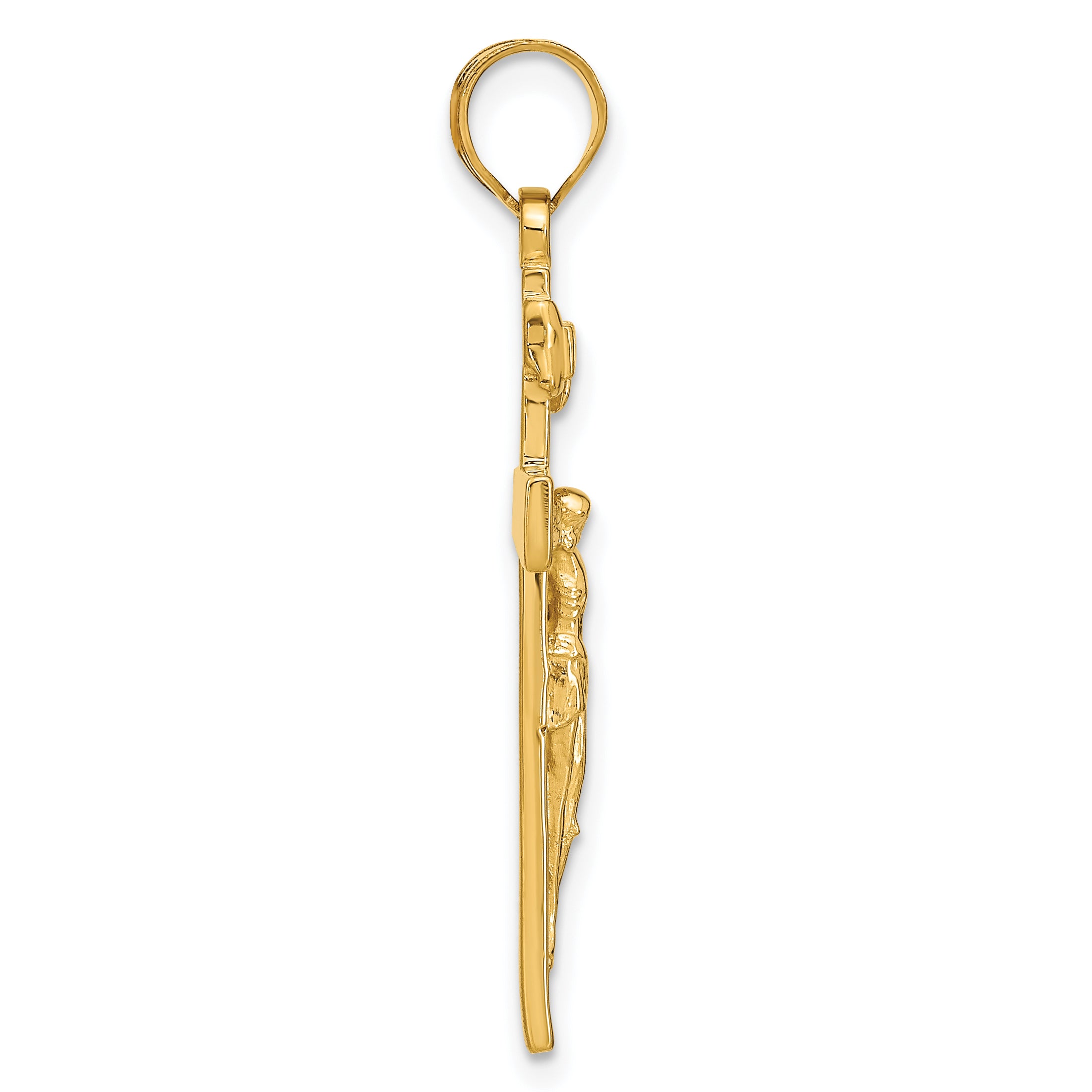 14K Gold INRI Crucifix Pendant with Polished Finish  Elegant Religious Charm Secondary image