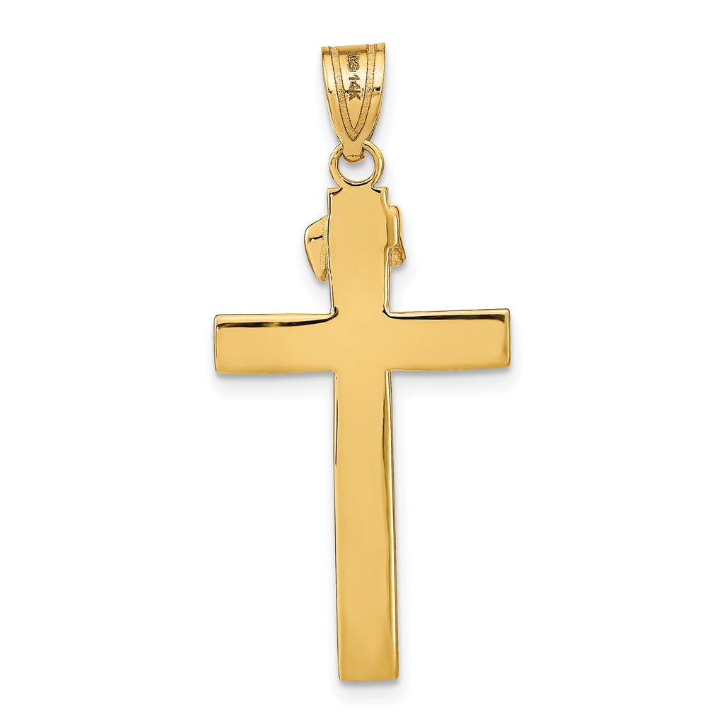 14K Gold INRI Crucifix Pendant with Polished Finish  Elegant Religious Charm