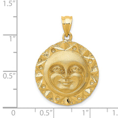14K Gold Men's Sun Pendant with Polished Satin Finish  Timeless Elegance and Versatile Style