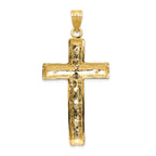 14K Gold Crucifix Charm with Polished Finish and Textured Elegance