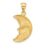 14K Gold Men's Moon Charm with Satin Diamond-Cut for Timeless Elegance